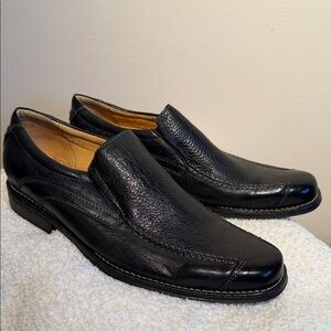 Sandro Moscoloni 10.5 Black Leather Men's Slip-Ons Dress Shoes